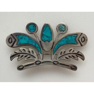 Vintage Taxco Mexican Sterling Silver 925 Turquoise Brooch - Eagle 3 Hallmark -